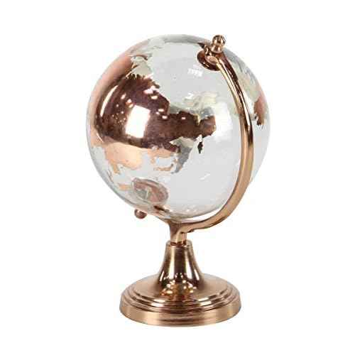 Deco 79 Aluminum Globe with Tiered Base, 9" x 8" x 13", Copper