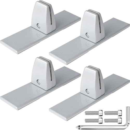 4 Packs Sneeze Guard Clamp Bracket, Sneeze Guard Shield Base for Countertop, Stick On Heavy Duty Aluminum Partition Guard Clip, Panel Support Clamp Stand for Clear Acrylic Desktop Counter Reception