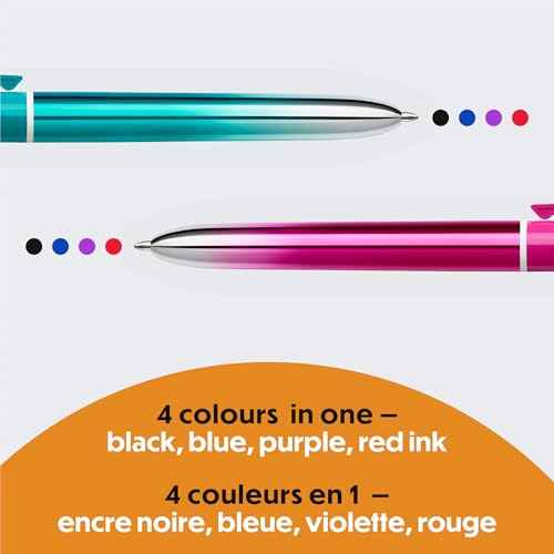 BIC 4 Color Smooth Gradient Retractable Ballpoint Pen, 1.0 mm Medium Point, 2-Count in Assorted Ink