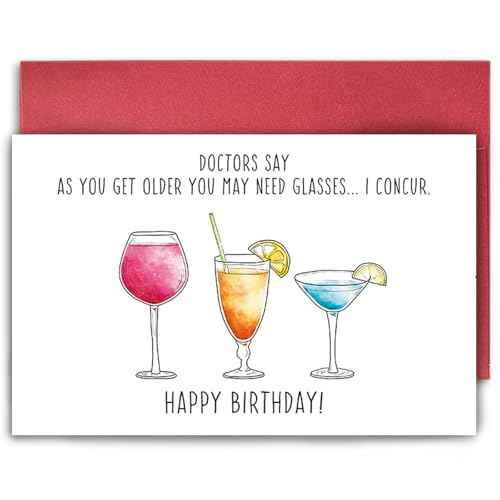 SuperShunhu Funny Wine Birthday Card for Him Her, Humorous Birthday Card for Wine Lover, Happy Birthday Card for Friend, Sarcastic Getting Older Card