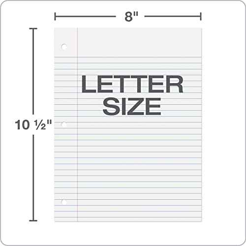 Oxford Loose Leaf Paper, Filler Paper, Notebook Paper, 8" x 10-1/2", Wide Rule, 3-Hole Punched, 2,000 Sheets for 3 Ring Binders, 4 Packs of 500, White (62379)