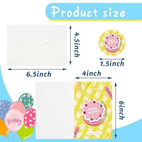 Harloon 200 Pack Happy Birthday Card Assorted Bulk with Blank Envelopes and Stickers 4 x 6 Inches Greeting Blank Happy Birthday Cards for Men Women Adults Kids, 20 Styles(Cute Style)