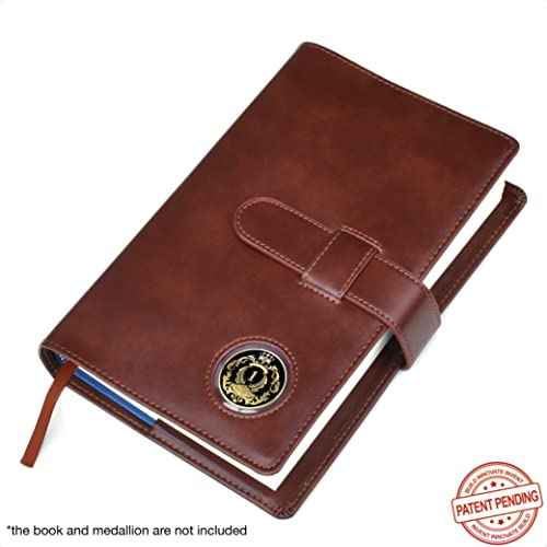GALILEO¢ç Single AA Big Book Cover | PU Leather AA Book Covers for Hardcover | Medallion Holder | AA Gift | Alcoholics Anonymous | Premium Design (Plain/Coin Pocket/Brown)