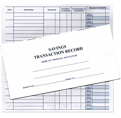 Magnolia Registers Savings Transaction Record Book (10 Registers) 3x6", 12 Pages, 64 Entries