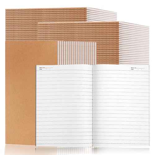 60 Pack Lined Kraft Notebooks Bulk, A5 Blank Paper Journal Notebooks for Office Work, 8.3x5.5inch Kraft Composition Notebook for School Student, 60 Pages
