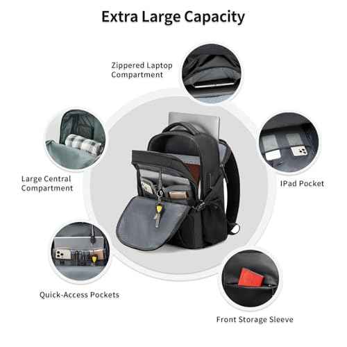Business Laptop Backpack for Men Work Commuting, 30L Large Travel Carry On Backpack Flight Approved for Airplane, Professional Adult College Backpacks Casual Daypack, Black