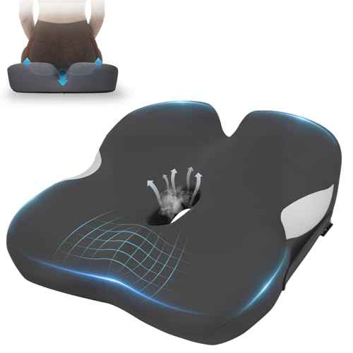 18.5" x 16.5" Extra Large Memory Foam Cushion, Tailbone Pain Relief Cushion for Long Sitting Soft Hip Support, Breathable XL Donut Pillow Desk Chair Cushion for Office, Home, Driving