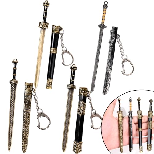 Bogigul 4PCS Mini Ancient Sword Letter Opener with Sheath - 4.5in Desk Mail Opening Tool
