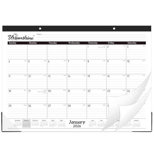 2026 Desk Calendar - Monthly Desk Calendar 2026, Jan 2026 - Dec 2026, 17" x 12", Desk/Wall Calendar 2-in-1 with Notes, Corner Protector, Ruled Blocks - Standard