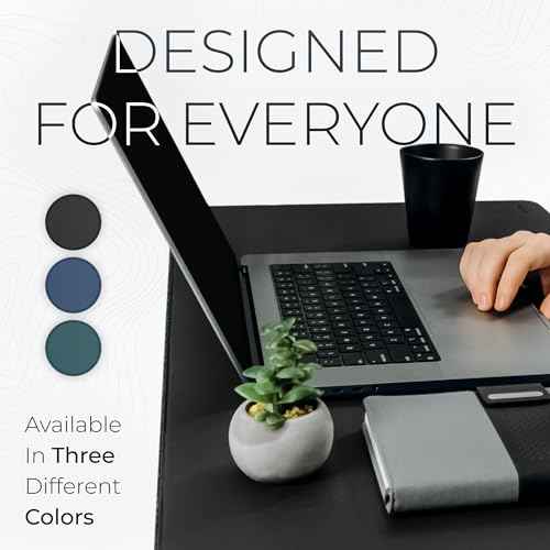 Nordik Felt and Leather Desk Mat Non-Slip - Black - 35 X 17 Inch - Felt and Vegan Leather Desk Pad - Document Organizers - Desk Blotter and Desktop Mat - Desk Protector Laptop Desk Matt for Desktop