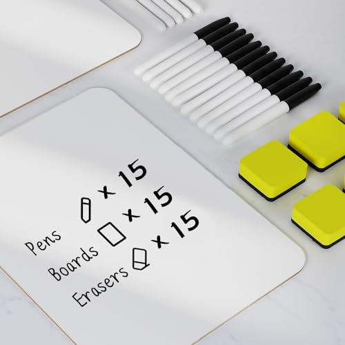 HERKKA 15 Pack Double Sided Dry Erase Lapboards 9 x 12.5 Inch with Markers & Erasers