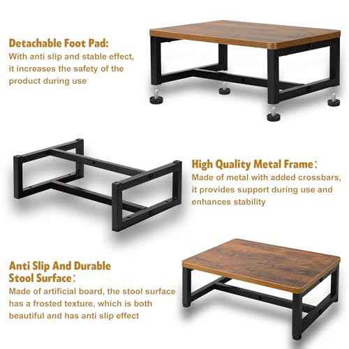 2 Pcs One Step Stool with Non-Slip Surface and Non-Slip Foot Pad Design for Adults and Seniors,Suitable for Use at Stairwells, Bedrooms, Kitchens, Bathrooms