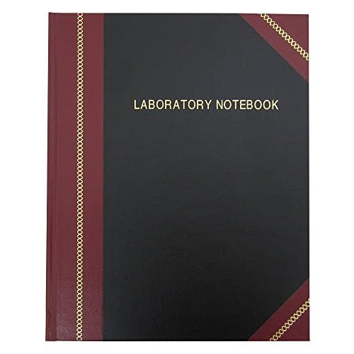 BookFactory Lab Notebook Laboratory Notebook - Professional Grade - 168 Pages, 8'' x 10'' (Ruled Format) Cover is Black and Burgundy Imitation Leather, Section Sewn Hardbound (Made in USA)