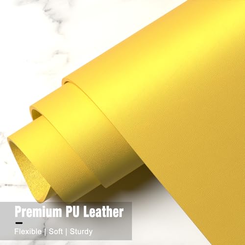 Yellow PU Leather Desk Mat 23.6 x 13.8 Inches Waterproof Non-Slip Office Pad