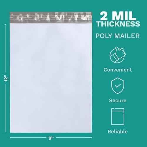 9" X 12" Poly Mailers, 500 Count White Polymailer Shipping Envelopes for Clothes 2 Mil Unpadded Waterproof Opaque Self-Seal Poly Bags with Tear/Puncture Proof Adhesive Strip