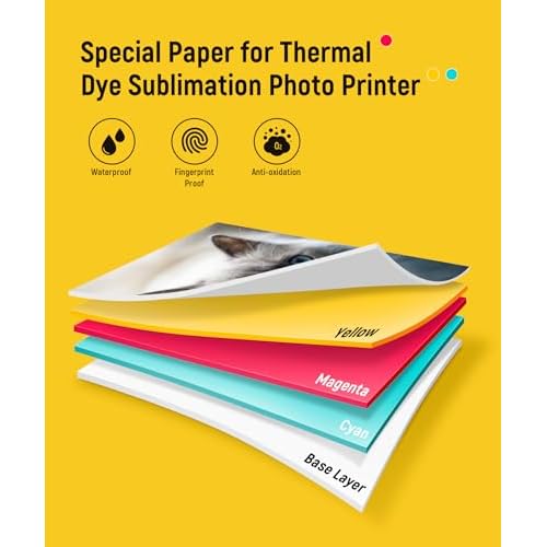 Liene Photo Paper & Cartridge, 2 Ink Cartridge Refill & 72 sheets photo papers, 4x6", Dye Sublimation, Water & Oxidation-Proof, Only for Liene PixCut S1