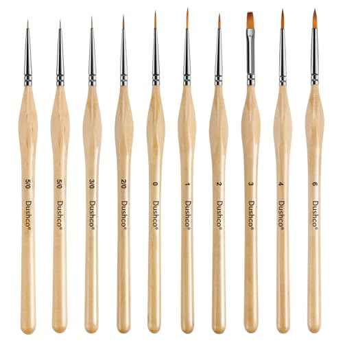 Miniature Paint Brushes, Set of 10 Pcs Paint Brushes for Acrylic Painting, Watercolor, Oil, Figurine, Craft, Models, Nail Art, Face Painting and Paint by Numbers Kit for Adults (Wood)