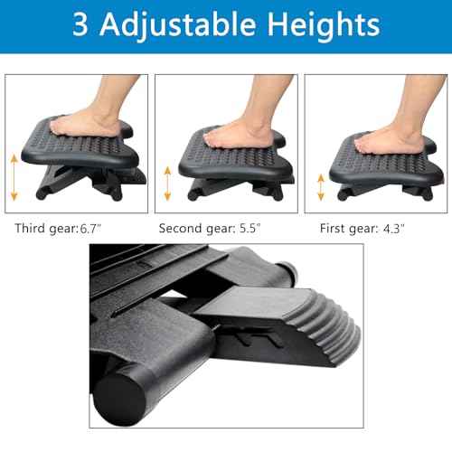 Under Desk Footrest Adjustable Height Comfy Foot Rest with 30 Degree Angle Adjustment for Comfort Home, Office Pressure Relief 18¡¿14 inch