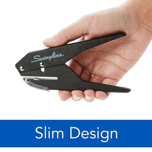 Swingline 1-Hole Puncher Pack of 1, 20 Sheet Capacity, Black & Silver