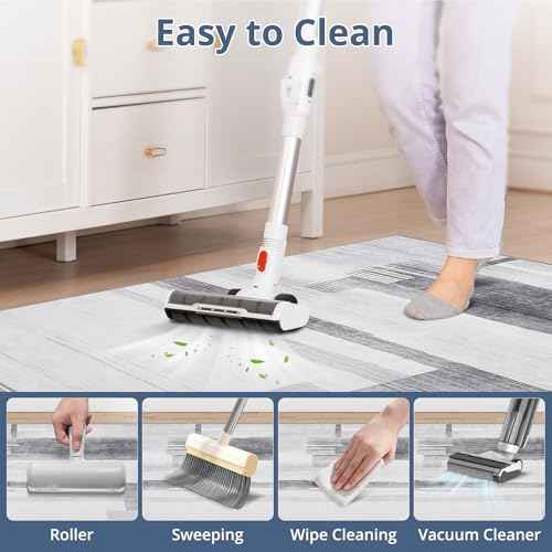 Office Chair Mat for Hardwood Floor, 48x60 Floor Mat for Office Chair, Low Pile Desk Floor Protector, Grey & White Modern Pattern