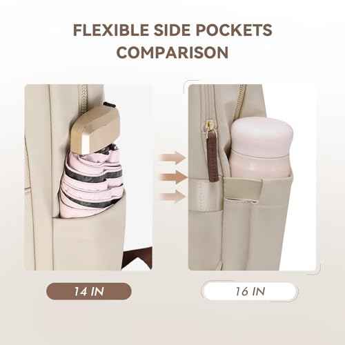 Laptop Backpack for Women Travel Work Commute Casual Daypack Backpack Purse Computer Bags Fit 16 Inch Notebook (Apricot)