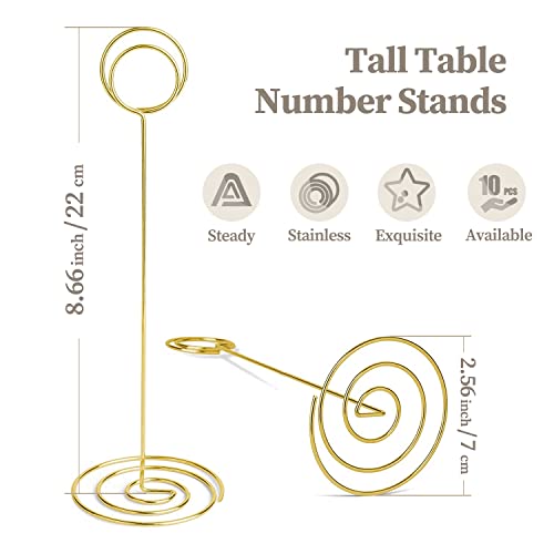 RONTEDA Gold 8.75 Inch Tall Table Number Holders 10Pcs for Weddings & Events