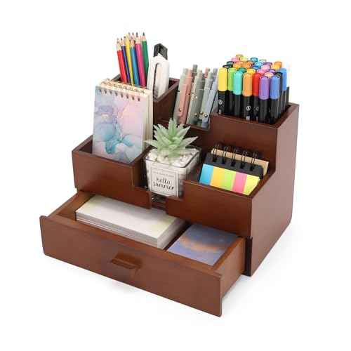Bamboo Desk Organizer Makeup Storage Drawer Pen Organizer with Drawer bamboo for desk Pencil Holder for Desk