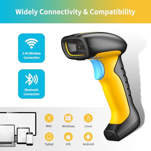 NETUM RD-1200 Upgraded Industrial Bluetooth QR Barcode Scanner with Charging Dock