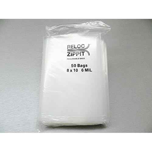 Reloc Zippit Bags 8"x10" Clear Heavy Duty 6 Mil Thick Reclosable Per Pack of 50