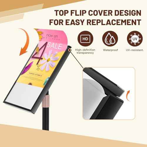 Sign Holder Stand 8.5x11 inch - Flip Open Pedestal Floor Standing Sign Holder, Adjustable Versatile Sign Stands for Display, Floor Sign Holder with Easy Replacement for Events and Promotions (1 PACK)