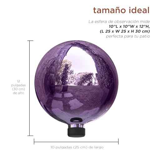 Alpine Corporation 10" Diameter Indoor Outdoor Glass Gazing Globe Garden Decor, Purple