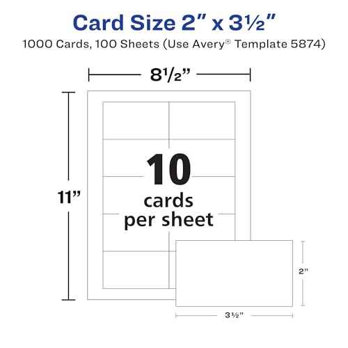 Avery Clean Edge Printable Business Cards with Sure Feed Technology, 2" x 3.5", White, 1,000 Blank Cards for Laser Printers (5874)