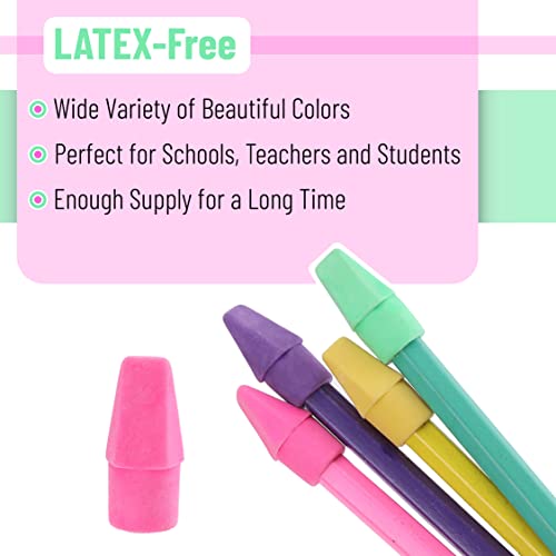 Mr. Pen Vibrant 120 Pack Latex-Free Pencil Top Erasers - No-Smudge, Colorful