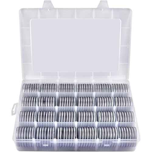 Coin Capsules 46mm with Foam Gasket and Plastic Storage Organizer Box, 6 Sizes (20/25/27/30/38/46 mm) Coins Collector Case Holder for Collection Supplies-168 Pieces