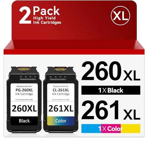 PG-260XL CL-261XL Ink Cartridge for Canon 260 and 261 Ink Cartridges Compatible for Canon 260XL and 261XL Ink cartridges Compatible for Pixma TR7020 TS6420 TR7022 TS5300 Printer (2 Pack)