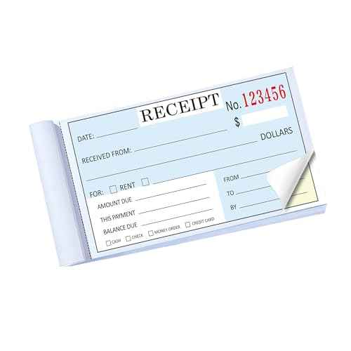 2 Packs Receipt Book with Carbon Copies,Receipt Book for Small Business,2-Part Carbonless,Blue and Yellow Copy,100 Sets per Book