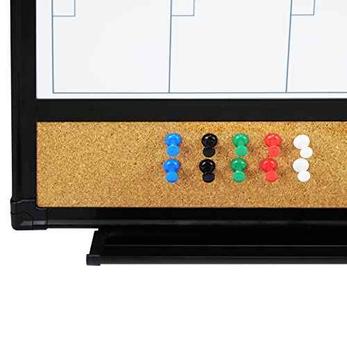 JILoffice Magnetic Calendar Whiteboard & Bulletin Corkboard Combination, Combo Board 24 x 18 Inch, 2 Pack, Black Aluminum Frame Wall Mounted Board for Office Home and School with 10 Push Pins