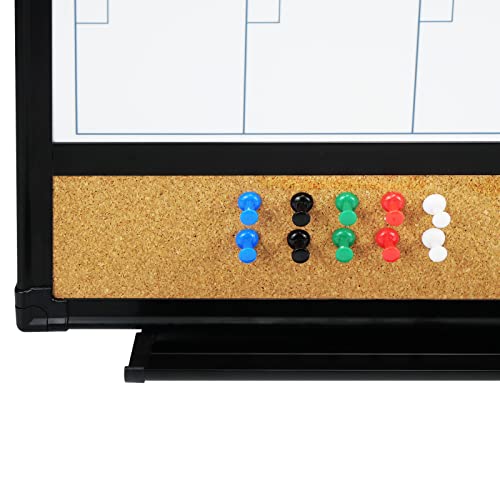 JILoffice Magnetic Calendar Whiteboard & Corkboard Combo 23.8x18 Inches 2 Pack Black Frame