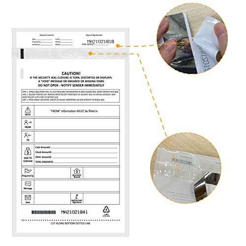 Deposit Bags Security Pocket Bank 6 Inch x 9 Inch (White, 500 Pack)