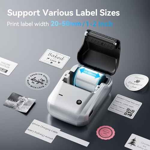 NIIMBOT B1 Label Maker with Tapes, 2 Inch Portable Thermal Label Printer for Home School Office Small Business, Address, Bakery, Crafts, Retail, Support Smartphones & PC, Silver