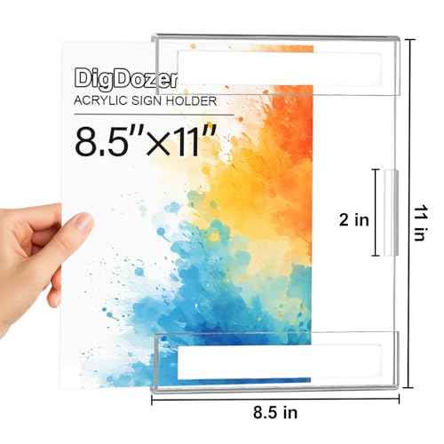 12 Pcs Acrylic Sign Holder 8.5 x 11, Dual-Purpose Wall Mount Sign Holders with Adhesive, Clear Plastic Frames Paper Display Sign Holders for Office, Store, Restaurant - Horizontal or Vertical