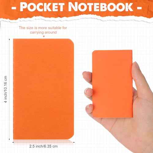 Harloon 100 Pcs Mini Notebooks Bulk Small Pocket Notepad Blank Lined Wallet Memos Journal Operation Christmas Gifts for Student Staff Teacher Office Xmas Thanksgiving Favor, 4 x 2.5 Inches(Orange)