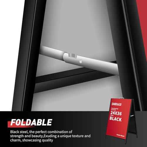 DISPLAYSWORKER Heavy Duty A-Frame Sidewalks Signs 24x36 Inch,outdoor Sandwich Board Sign Black Coated Steel Metal Double-Sided£¬Slide-in Folding (Double Side (flat-pack))