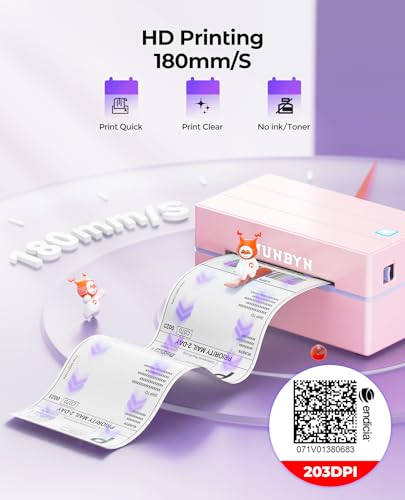 MUNBYN Pink Bluetooth Thermal Label Printer 4x6 Shipping Label Maker