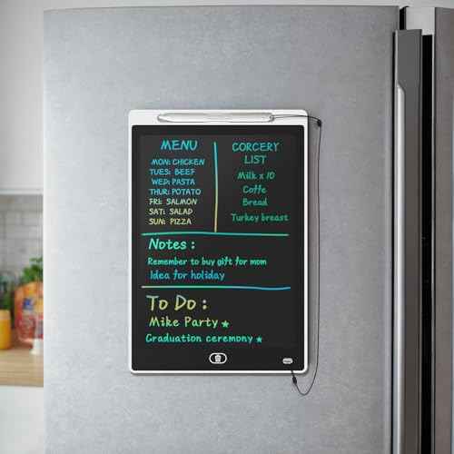 Magnetic Board for Fridge, 9.8¡±¡¿6.7¡± Small LCD Writing Tablet Blackboard Grocery to Do List Magnet Pad Dry Erase White Black Whiteboard Adult Chore Chart Refrigerator Digital Notepad Message Center