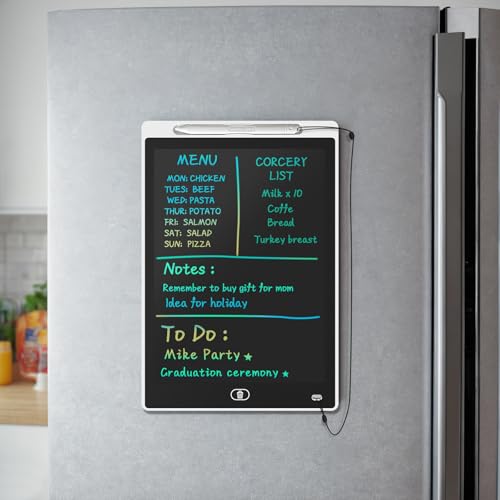 ONBUWWs Magnetic LCD Fridge Whiteboard - 9.8x6.7 inches, White, Dry Erase Memo Pad with Lock, Includes Pen & Stylus Slot, Blank Variant