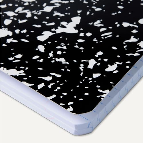 Amazon Basics College Ruled Composition Notebook - 100 Sheets, 9.75" x 7.5", Marble Black Sturdy Cover