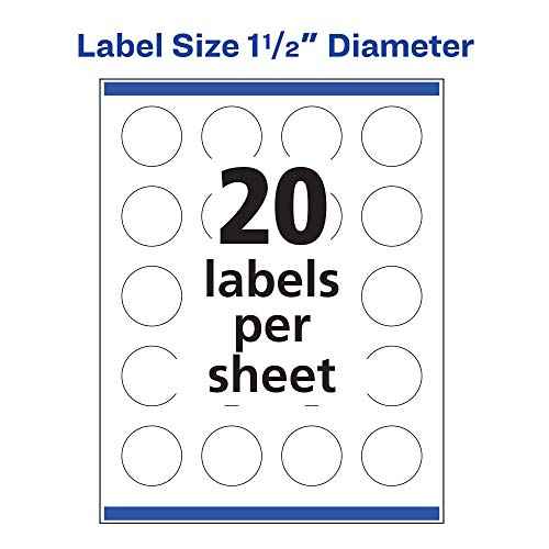 Avery Round Labels, Sure Feed Technology, 1.5" Diameter, 1,000 Glossy White Labels (36493)