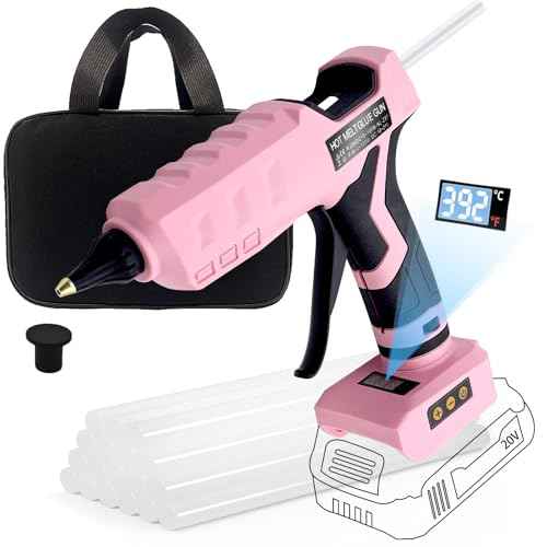 100W Cordless Hot Glue Gun for Dewalt 20V MAX Battery with 20PCS Full Size Glue Sticks, Digital Temperature Adjustable High Temp Glue Gun for Arts Crafts DIY Home Repair(Tools only)
