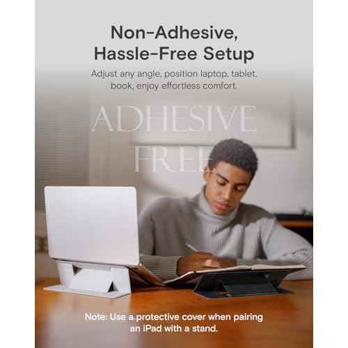 MOFT Invisible Laptop Stand for Desk, Stick-Free Tablet and Computer Stand with Dual-Angle, Foldable&Portable Laptop Riser Holder, Fits 13"+ Tablets & 15"+ Laptops, Misty Cove (Non-Adhesive Version)